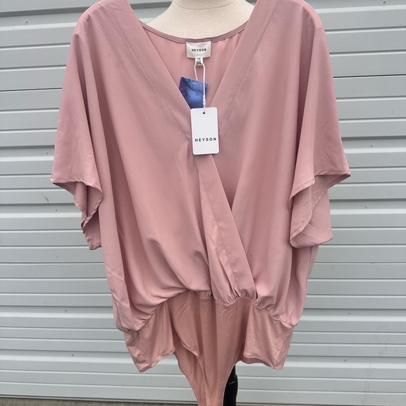 Heyson Tops - Heyson pink Relaxed Wrap Dolman Sleeve Blouse